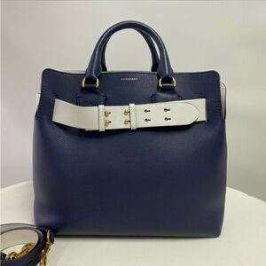 Burberry Dark Blue and White Satchel